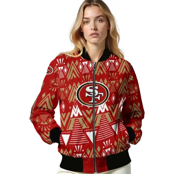 customized san francisco 49ers pyramid shapes red bomber jacket latest model