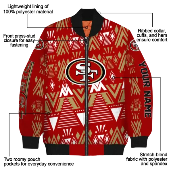 customized san francisco 49ers pyramid shapes red bomber jacket new arrival