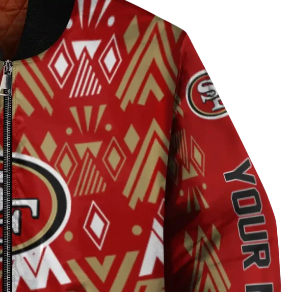customized san francisco 49ers pyramid shapes red bomber jacket premium grade