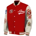 customized san francisco 49ers razorback outline red nude varsity jacket best selling