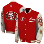 customized san francisco 49ers razorback outline red nude varsity jacket best selling