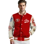 customized san francisco 49ers razorback outline red nude varsity jacket best selling