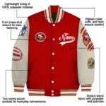 customized san francisco 49ers razorback outline red nude varsity jacket best selling