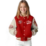 customized san francisco 49ers razorback outline red nude varsity jacket best selling