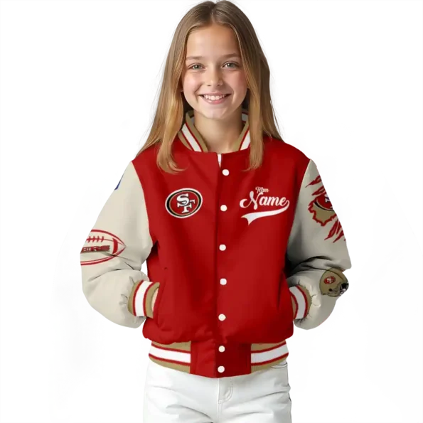 customized san francisco 49ers razorback outline red nude varsity jacket top rated