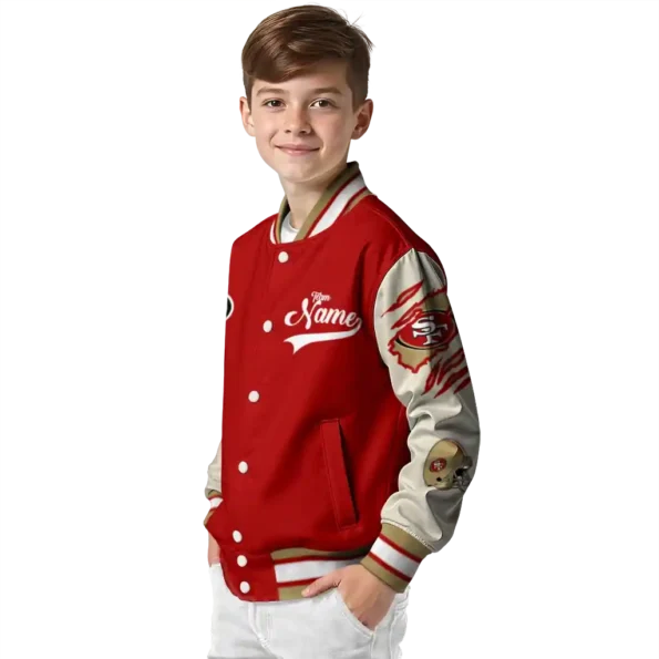 customized san francisco 49ers razorback outline red nude varsity jacket trendy