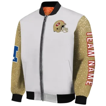 customized san francisco 49ers speckled arms red gray bomber jacket best selling
