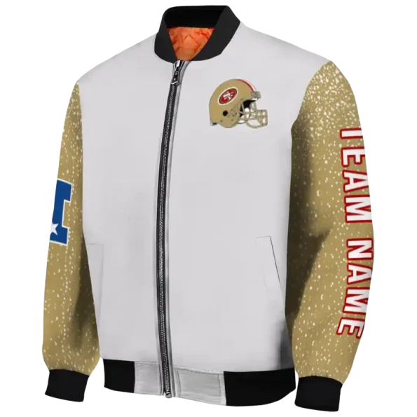customized san francisco 49ers speckled arms red gray bomber jacket best selling