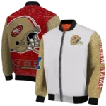 customized san francisco 49ers speckled arms red gray bomber jacket best selling