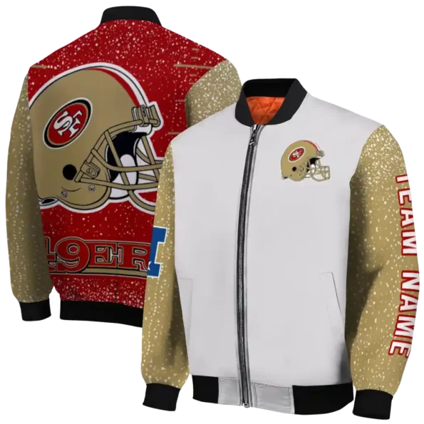 customized san francisco 49ers speckled arms red gray bomber jacket fashion forward