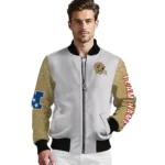 customized san francisco 49ers speckled arms red gray bomber jacket best selling