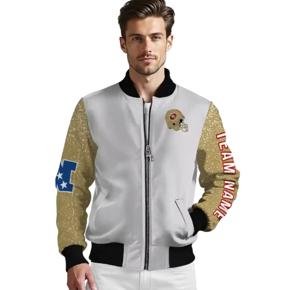 customized san francisco 49ers speckled arms red gray bomber jacket high quality