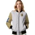 customized san francisco 49ers speckled arms red gray bomber jacket best selling