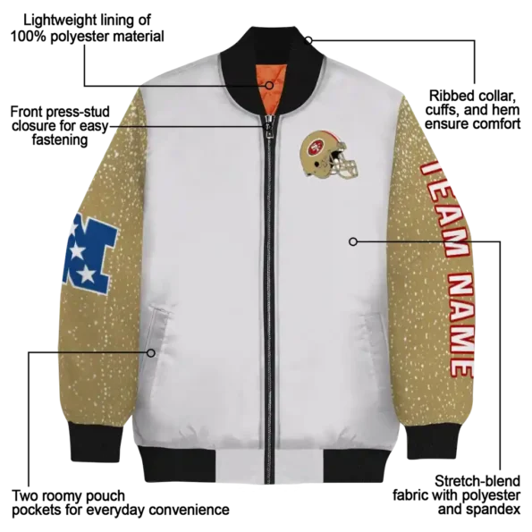customized san francisco 49ers speckled arms red gray bomber jacket new arrival