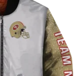 customized san francisco 49ers speckled arms red gray bomber jacket best selling