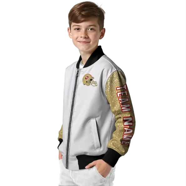 customized san francisco 49ers speckled arms red gray bomber jacket trendy