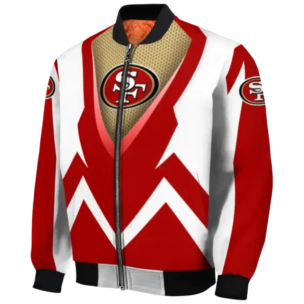 customized san francisco 49ers v stripes red white bomber jacket best selling