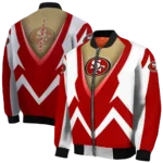 customized san francisco 49ers v stripes red white bomber jacket best selling