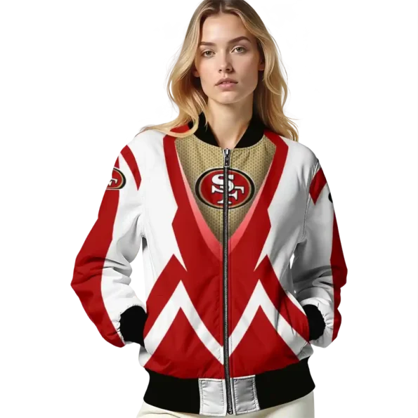 customized san francisco 49ers v stripes red white bomber jacket latest model