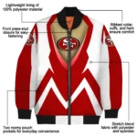 customized san francisco 49ers v stripes red white bomber jacket best selling