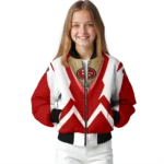 customized san francisco 49ers v stripes red white bomber jacket best selling