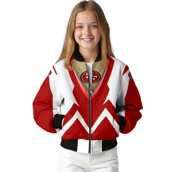 customized san francisco 49ers v stripes red white bomber jacket top rated
