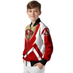 customized san francisco 49ers v stripes red white bomber jacket best selling