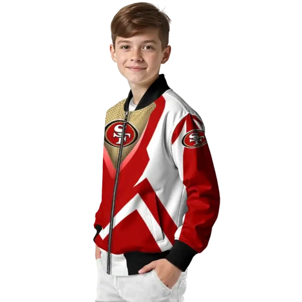customized san francisco 49ers v stripes red white bomber jacket trendy