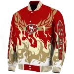 customized san francisco 49ers winged blaze red white varsity jacket best selling