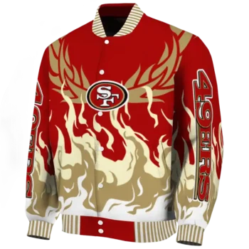 customized san francisco 49ers winged blaze red white varsity jacket best selling