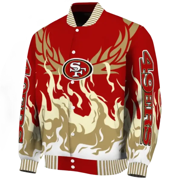 customized san francisco 49ers winged blaze red white varsity jacket best selling