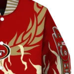 customized san francisco 49ers winged blaze red white varsity jacket best selling