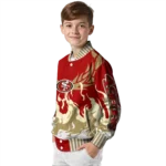customized san francisco 49ers winged blaze red white varsity jacket best selling