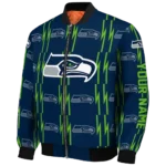 customized seattle seahawks bolt stripe blue bomber jacket best selling