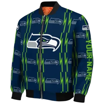 customized seattle seahawks bolt stripe blue bomber jacket best selling