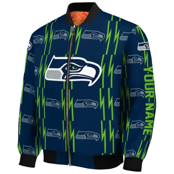 customized seattle seahawks bolt stripe blue bomber jacket best selling