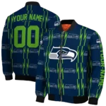 customized seattle seahawks bolt stripe blue bomber jacket best selling