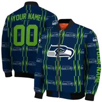 customized seattle seahawks bolt stripe blue bomber jacket fashion forward