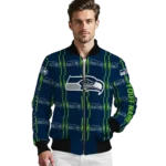 customized seattle seahawks bolt stripe blue bomber jacket best selling