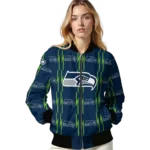 customized seattle seahawks bolt stripe blue bomber jacket best selling