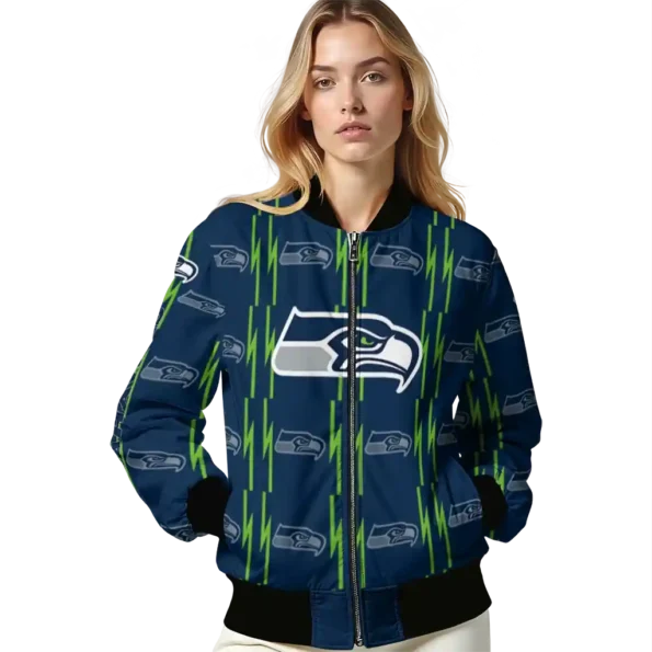 customized seattle seahawks bolt stripe blue bomber jacket latest model