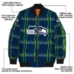 customized seattle seahawks bolt stripe blue bomber jacket best selling