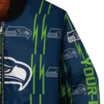 customized seattle seahawks bolt stripe blue bomber jacket best selling