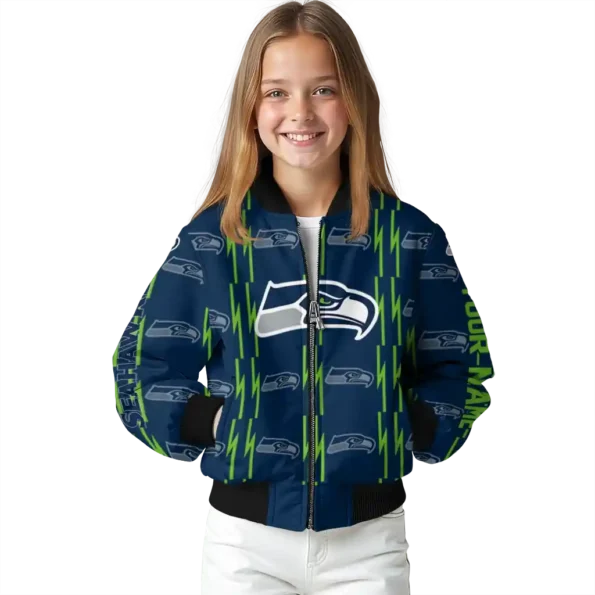 customized seattle seahawks bolt stripe blue bomber jacket top rated