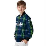customized seattle seahawks bolt stripe blue bomber jacket best selling