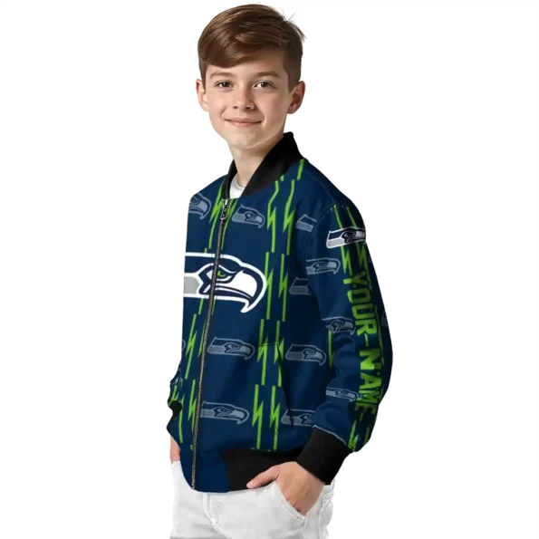 customized seattle seahawks bolt stripe blue bomber jacket trendy
