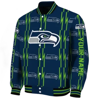 customized seattle seahawks bolt stripe blue varsity jacket best selling