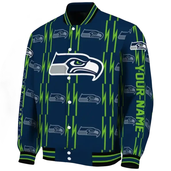 customized seattle seahawks bolt stripe blue varsity jacket best selling