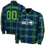 customized seattle seahawks bolt stripe blue varsity jacket best selling