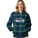 customized seattle seahawks bolt stripe blue varsity jacket best selling